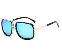 Inception Pro Infinite Occhiali da sole Maschio - Uomo - Iron man - Tony Stark - Retro - Vintage - a specchio - Maschile - Ragazzo - Lente azzurra - Montatura oro - Idea regalo originale