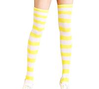 Inception Pro Infinite Parigine a righe - cotone - calze autoreggenti - Idea Regalo originale - colorate bianche e giallo