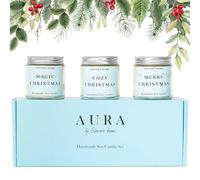 INCERO HOME - Set di 3 Candele Candele Natale Cera di Soia Artigianali - Profumi Festivi (Mela & Cannella, Pan di Zenzero, Latte) per Atmosfera Accogliente