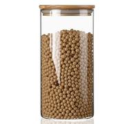 INCETUE Barattoli di stoccaggio da 1200 ml con contorno in legno, impilabili in vetro trasparente con chiusura ad aria, contenitori per alimenti, caffè, caramelle, zucchero, salte, tè