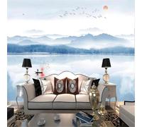 Inchiostro Fresco Paesaggio Barca Alba Uccelli Carta Da Parati 3D Seta lusso Studio Sala Pranzo Divano Camera Per Mobili Letto Soggiorno Tv Muro-250cm×170cm