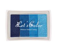 Inchiostro per bricolage, lavabile fai da te, per 24 colori, per impronte digitali, scrapbooking, biglietti, set da 6 inchiostri multicolori, 3 ml, con stencil (Blue One Size)