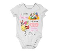 Incidiamo Body Neonato Pasqua Personalizzabile con Nome La Mia Prima di Una Bimba Speciale Come Te Taglie da 0 a 24 Mesi Bodino in Cotone Bodino Divertente per Uso diurno