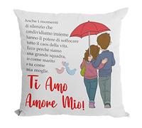 Incidiamo Cuscino SanValentino con Dedica Amore mio Sei unica! Innamorati Regalo 40x40 cm in cotone