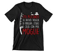 Incidiamo Maglietta Pescatore Divertente STO pescando, se Avevo Voglia di Parlare stavo a casa con mia Moglie t-Shirt Manica Corta Cotone Nera Taglia XXL