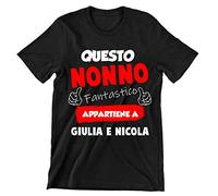 Incidiamo T-Shirt Nonno Divertente Maglietta Festa dei Nonni Personalizzabile Questo Nonno Fantastico appartiene a (Nomi dei Nipoti) - Idea Regalo Nonno