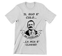 Incidiamo T-Shirt Uomo Film Cult Fantozzi Il Suo è c*** la mia è Classe - catellani - Film Cult Italiani- Maglietta Manica Corta Grigia Taglia L