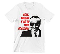 Incidiamo T-Shirt Uomo Film Cult Sole Whisky e Sei in Pole Position - cumenda - Film Cult Italiani - Maglietta Manica Corta Bianca Taglia M