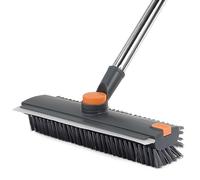 INCIKITI Spazzola per pavimenti resistente con manico - Spazzola 3 in 1 per tappeti con testa rotante a 360°, spazzola per pavimenti con setole angolate regolabili, spazzola per pavimenti per pulizia