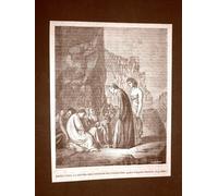 Incisione del 1866 Dante Alighieri e Virgilio gli invidiosi Purgatorio Flandrin