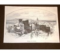 Incisione del 1892 La città di Malaga da Alcazaba Mediterraneo Pittoresco