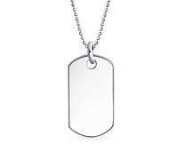 Incisione Media Semplice Semplice Di Base Fresco Uomini Identificazione Militare Esercito Dog Tag Collana Per Gli Uomini Adolescenti Lucidato .925 Sterling Silver Dimensioni Piccole Medie Grandi