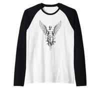 Incisione Mitica del guardiano Alato Classico Maglia con Maniche Raglan