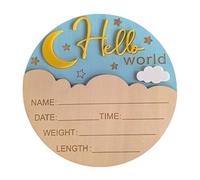 Incisione Nome del bambino Data Souvenir Luna Regalo Tematico Legno Ospedale Segno di nascita Forma rotonda Asilo Tavola decorativa Nome del bambino segno