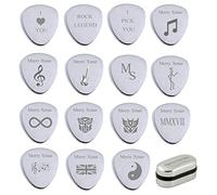 Inciso personalizzato argento plettro per chitarra, con messaggio regalo scatola ONE Treble Clef Musical note