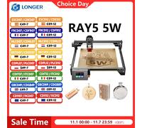 Incisore laser LONGER RAY5 5W Touch screen da 3,5 '' Scultura offline Laser focalizzato ultrafine Chipset a 32 bit Modulo laser aggiornato