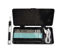 Incisore senza fili alimentato tramite USB con velocità regolabili e un kit completo di 30 punte professionali (argento)