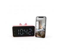 InCliick Digital Clock Camera with 32GB SD Card, Cute Cat Ear 4-in-1 (Bluetooth Speaker, Clock, Alarm), 4K UHD WiFi6, Remote View No Audio (with 64GB SD Card)