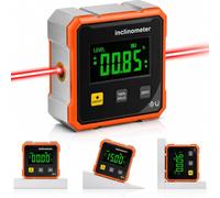 Inclinometro Digitale con Laser 4x90° Base Magnetica 4 Lati Display LED LCD Ricaricabile USB-C IP54 Misuratore Angoli Elettronico per Edilizia Falegnameria e Fai da Te