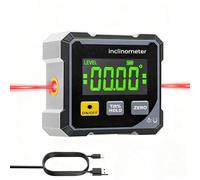 Inclinometro digitale goniometro 4 x 90° con base magnetica a 4 lati e laser, IP54 impermeabile, livello elettronico, rilevatore di angolo digitale per falegnameria, costruzione, metalleria (A)