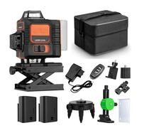 inclinometro, Livella Laser Verde 4D A 16 Linee 360° Autolivellante Luminosità Regolabile E Telecomando Per La Costruzione Di Pavimenti Piastrellati per Costruzione, Decorazione, DIY(With 2 battery)