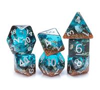 Inclusion Dice: Biome - Deep Sea - 7pc Set, Aquatic Blue, Sand & Conch Shell Inc