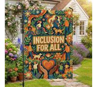 Inclusion For All Diversity Citazione Diverse People Garden Flag 30,5 x | tema comunity, bandiera da cortile, accenti floreali, estetica tagliata a carta, messaggio di diversità sociale