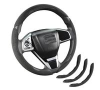 INCMAD Coprivolante per auto in pelle scamosciata di alta qualità, segmentato antiscivolo, adatto per auto, SUV, camion, forma O/D, protezione per volante da 36,8 a 40,6 cm, accessori universali per