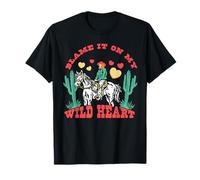 Incolpare Il Mio Cuore Selvaggio Western Howdy Valentine Cowboy Maglietta