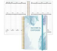 Income & Expense Tracker - Libro contabile entrate e spese per piccole imprese, contabilità contabile, registro per donna e uomo, 14,7 x 21,1 cm, verde acqua acquerello
