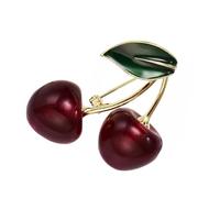 Inconfondibile spilla a forma di ciliegie, perfetta per trendsetter, le dichiarazioni di moda uniche alla ricerca di gioielli in resina, Taglia unica, come descritto