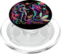 Incontro cosmico - L'astronauta incontra la sirena spaziale psichedelica PopSockets PopGrip per MagSafe