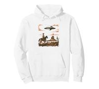 Incontro Vintage tra Cowboy e Alieno nel Deserto Felpa con Cappuccio