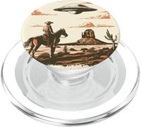 Incontro Vintage tra Cowboy e Alieno nel Deserto PopSockets PopGrip per MagSafe