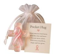 Incoraggiamento tascabile per la sensibilizzazione sul cancro al seno, croce con nastro rosa, regalo ispiratore per alleviare lo stress, Misura unica, Acrilico, Acrilico.