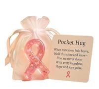 Incoraggiamento tascabile per la sensibilizzazione sul cancro al seno, croce con nastro rosa, regalo ispiratore per alleviare lo stress, Misura unica, Acrilico, Acrilico.