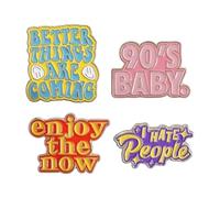 Incoraggiante frase in smalto - Spilla anni '90 con slogan "Adesso io odio le persone", normale, Metallo non prezioso