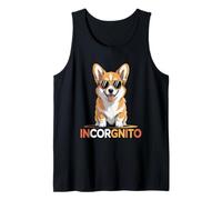 Incorgnito Funny Corgi Dog Pun con Occhiali da Sole Canotta