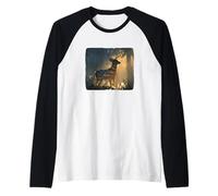 Incredibile Cervo nella Foresta per Gli Amanti dei Colori USA Maglia con Maniche Raglan