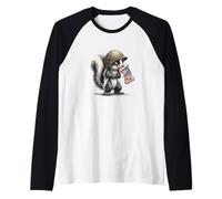 Incredibile Costume Patriottico Skunk per Gli Amanti dei Soldati Maglia con Maniche Raglan