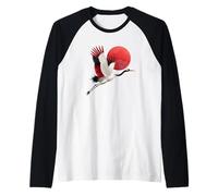 Incredibile Gru Costume Animale con Giappone Luna Rossa Maglia con Maniche Raglan