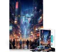Incredibile puzzle Cyberpunk Night da 1000 pezzi,gioco di memoria,qualità premium,taglio laser,attività coinvolgente per notti tranquille (38x52cm)