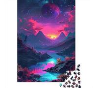 Incredibile puzzle di carta rettangolare con fantasia al neon, giocattolo di sfida rilassante, per bambini e bambine, regalo di Natale da 1000 pezzi (38x26 cm)