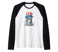 Incredibile US Dollar Bill con Occhiali da Sole e Cappello Costume Maglia con Maniche Raglan