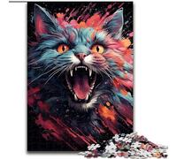 Incredibili puzzle colorati a forma di gatto magico per adolescenti, puzzle da 1000 pezzi, antistress, regalo divertente per trascorrere il tempo in casa (26x38cm)