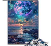 Incredibilmente bello puzzle a forma di luna al neon da 1000 pezzi per adulti, giochi educativi, decorazione per la casa, regalo di compleanno, regali, arte murale (26x38cm)