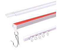 INCREWAY 1 set di binari per tenda autoadesivi, senza fori, binario per tenda da soffitto, flessibile, montaggio a parete e soffitto, divisorio per bagno (senza danni, include ganci a punta)