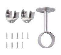 INCREWAY 1 set di staffe rotonde in lega di zinco color argento con 2 tappi terminali flangiati e supporto centrale con viti per armadio, armadio, asta per tende