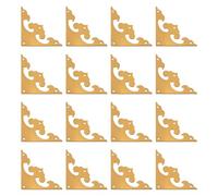 INCREWAY 16 staffe angolari piatte in ottone, decorative in ottone, protezione angolare in metallo, motivo floreale, staffe ad angolo retto per armadi, cassetti, tavoli, scatole di gioielli (46 mm)