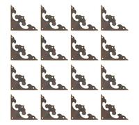 INCREWAY 16 staffe angolari piatte in ottone retrò, decorative in ottone, protezione angolare in metallo, motivo floreale, staffe ad angolo retto per armadi, cassetti, tavoli, scatole di gioielli (46